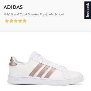 adidas Grand Court Sneaker, White & Rose Gold